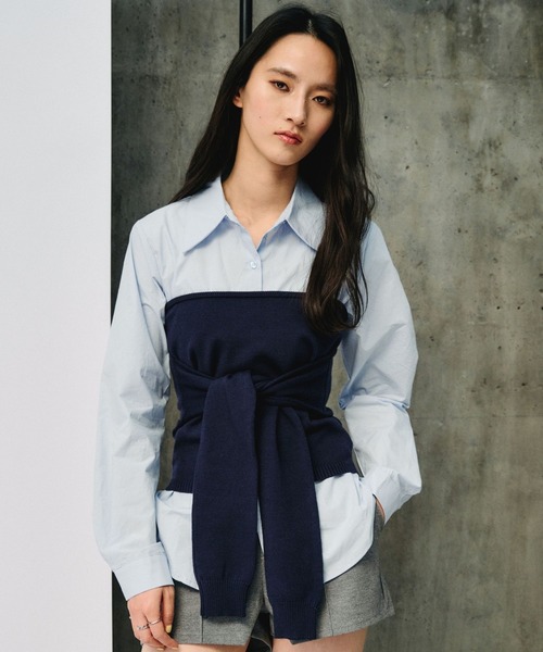 3.3 Field Trip (3.3フィールドトリップ)の「3.3 Field Trip/ビスチェ付きシャツ(シャツ/ブラウス・レディース・サックスブルー/ホワイト・FREE)」の1枚目の写真