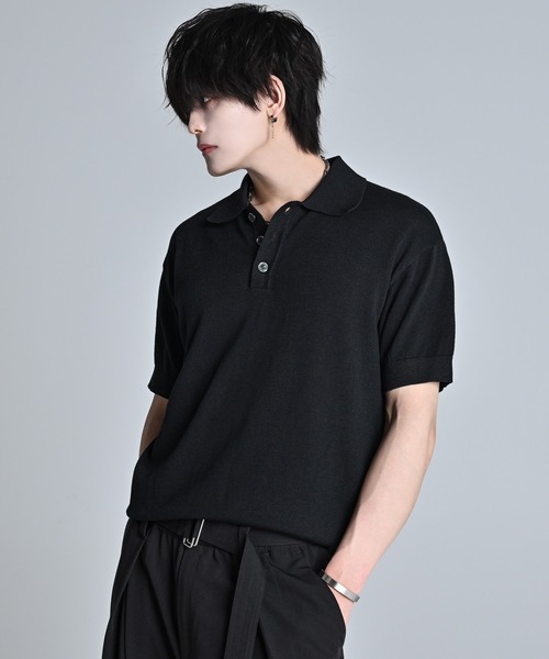 ADRER（アドラー）の「Compact Short Sleeve Knit Polo / コンパクト ショートスリーブ ニット ポロ（ポロシャツ・メンズ・チャコールグレー/ブラック/ブラウン・L/M/S/XS）」の6枚目の写真