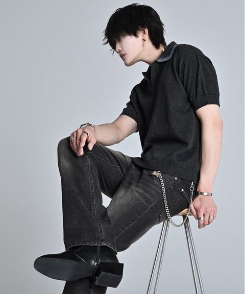 ADRER（アドラー）の「Compact Short Sleeve Knit Polo / コンパクト ショートスリーブ ニット ポロ（ポロシャツ・メンズ・チャコールグレー/ブラック/ブラウン・L/M/S/XS）」の12枚目の写真