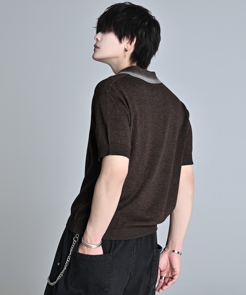 ADRER（アドラー）の「Compact Short Sleeve Knit Polo / コンパクト ショートスリーブ ニット ポロ（ポロシャツ・メンズ・チャコールグレー/ブラック/ブラウン・L/M/S/XS）」の22枚目の写真