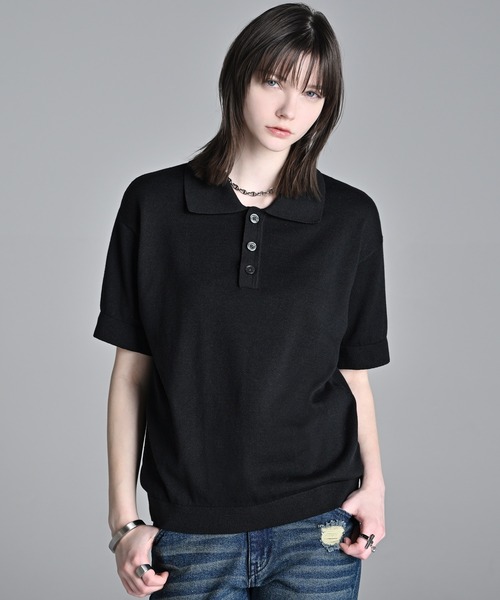 ADRER（アドラー）の「Compact Short Sleeve Knit Polo / コンパクト ショートスリーブ ニット ポロ（ポロシャツ・メンズ・チャコールグレー/ブラック/ブラウン・L/M/S/XS）」の4枚目の写真