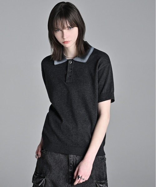 ADRER（アドラー）の「Compact Short Sleeve Knit Polo / コンパクト ショートスリーブ ニット ポロ（ポロシャツ・メンズ・チャコールグレー/ブラック/ブラウン・L/M/S/XS）」の16枚目の写真