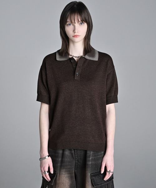 ADRER（アドラー）の「Compact Short Sleeve Knit Polo / コンパクト ショートスリーブ ニット ポロ（ポロシャツ・メンズ・チャコールグレー/ブラック/ブラウン・L/M/S/XS）」の19枚目の写真