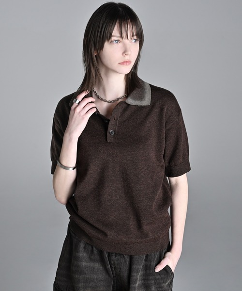 ADRER（アドラー）の「Compact Short Sleeve Knit Polo / コンパクト ショートスリーブ ニット ポロ（ポロシャツ・メンズ・チャコールグレー/ブラック/ブラウン・L/M/S/XS）」の20枚目の写真