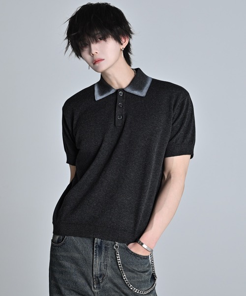 ADRER（アドラー）の「Compact Short Sleeve Knit Polo / コンパクト ショートスリーブ ニット ポロ（ポロシャツ・メンズ・チャコールグレー/ブラック/ブラウン・L/M/S/XS）」の10枚目の写真