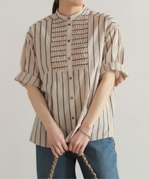 NOMBRE IMPAIR | 【予約】コットンストライプ　ツイストタックシャツ(シャツ/ブラウス)