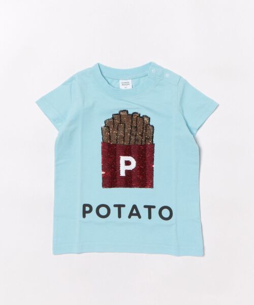CHEEK ROOM(チークルーム)の「チークルーム ポテトスパンコール Tシャツ(Tシャツ/カットソー・キッズ・ブラック/サックスブルー/オフホワイト・130cm/120cm/110cm/100cm/90cm/80cm)」の3枚目の写真