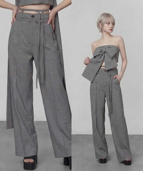 DURAS(デュラス)の「ダブルベルトスラックス(スラックス・レディース・ピンク/グリーン/ブラウン/グレー・M-L/S-M)」の1枚目の写真