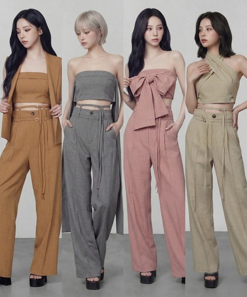 DURAS(デュラス)の「ダブルベルトスラックス(スラックス・レディース・ピンク/グリーン/ブラウン/グレー・M-L/S-M)」の5枚目の写真
