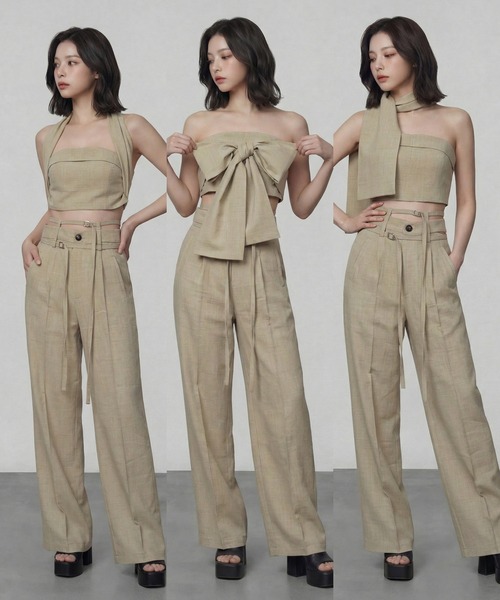 DURAS(デュラス)の「ダブルベルトスラックス(スラックス・レディース・ピンク/グリーン/ブラウン/グレー・M-L/S-M)」の12枚目の写真