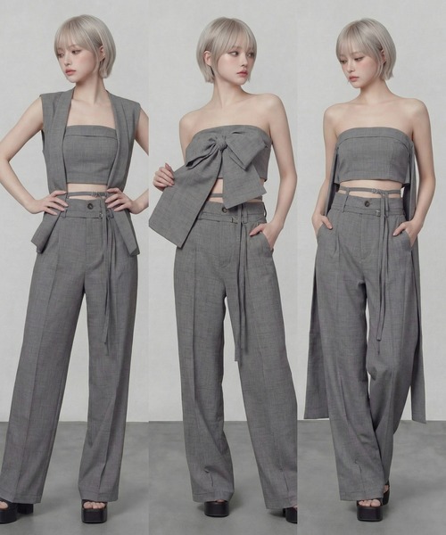 DURAS(デュラス)の「ダブルベルトスラックス(スラックス・レディース・ピンク/グリーン/ブラウン/グレー・M-L/S-M)」の14枚目の写真