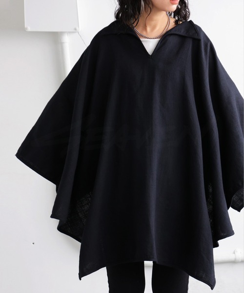 antiqua（アンティカ）の「ARROW PONCHO アロー ポンチョ（ポンチョ・レディース・カーキ/ブラック・ONESIZE）」の7枚目の写真