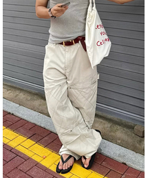 ハニカムダブルニワークパンツ_クリーム