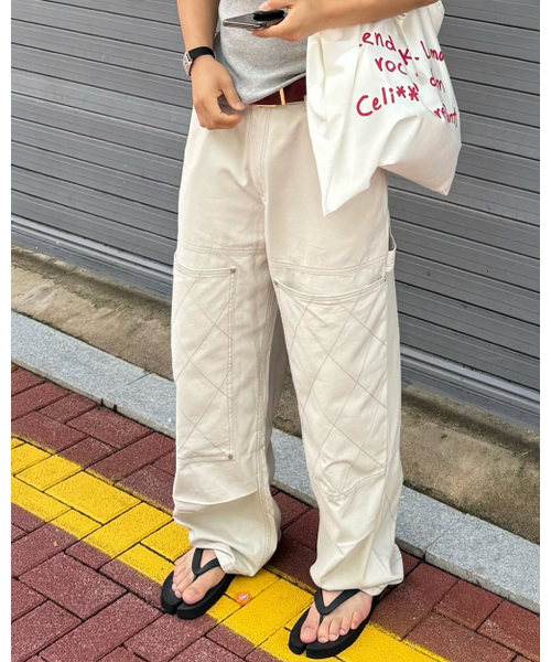 INTEMPOMOOD(インテンポムード)の「ハニカムダブルニワークパンツ_クリーム(その他パンツ・メンズ・クリーム・MEDIUM/LARGE/X-LARGE)」の2枚目の写真