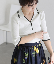 La TOTALITE | 【洗える】バイカラーポロ襟ニット(ニット/セーター)