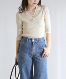 La TOTALITE | 【洗える】バイカラーポロ襟ニット(ニット/セーター)