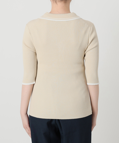 La TOTALITE（ラトータリテ）の「【洗える】バイカラーポロ襟ニット（ニット/セーター・レディース・ホワイト/ネイビー/レモンイエロー・FREE）」の9枚目の写真