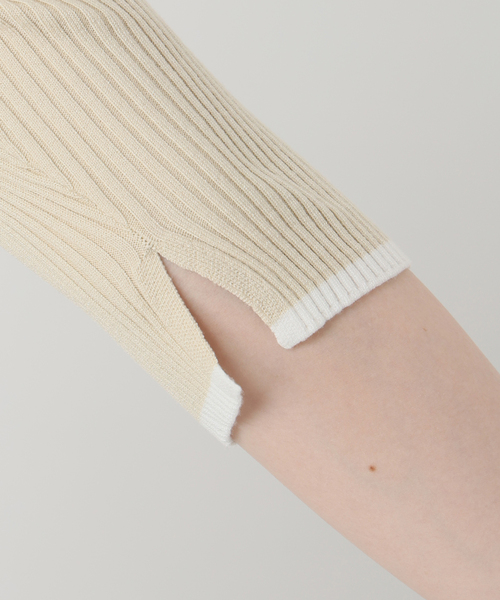 La TOTALITE（ラトータリテ）の「【洗える】バイカラーポロ襟ニット（ニット/セーター・レディース・ホワイト/ネイビー/レモンイエロー・FREE）」の13枚目の写真