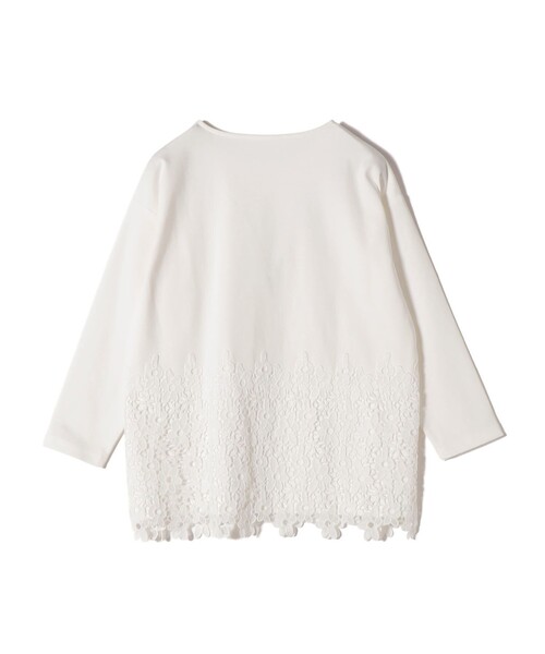 SHIPS Colors(シップス カラーズ)の「【WEB限定】SHIPS Colors:ポンチ レース コンビ トップス(無地)◆(Tシャツ/カットソー・レディース・オフホワイト/ブラック・ONE SIZE)」の9枚目の写真