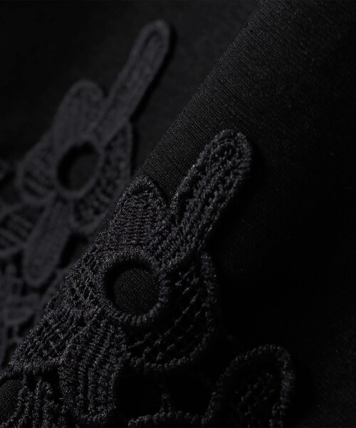 SHIPS Colors(シップス カラーズ)の「【WEB限定】SHIPS Colors:ポンチ レース コンビ トップス(無地)◆(Tシャツ/カットソー・レディース・オフホワイト/ブラック・ONE SIZE)」の14枚目の写真
