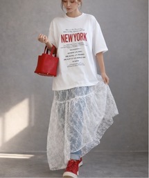 Jelly moo（ジェリームー）の「【 Jelly moo / ジェリームー 】 エアリーレース レイヤード シアー ロングスカート（スカート）」