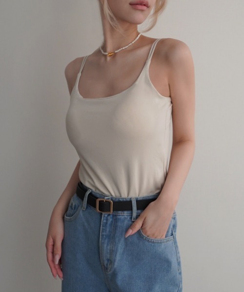 Rashik(ラシク)の「【Rashik】ダブルストラップカップ付きキャミ(キャミソール・レディース・ブラック/ベージュ/ホワイト・FREE)」の17枚目の写真