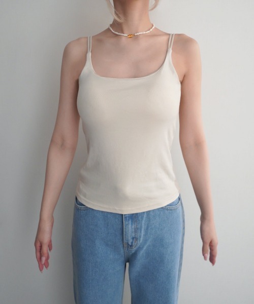Rashik(ラシク)の「【Rashik】ダブルストラップカップ付きキャミ(キャミソール・レディース・ブラック/ベージュ/ホワイト・FREE)」の6枚目の写真