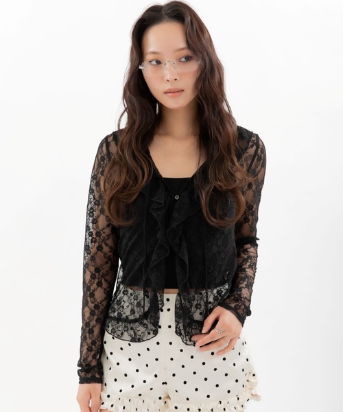 3.3 Field Trip （3.3フィールドトリップ）の「3.3 Field Trip／フロントフリルレースブラウス（カーディガン/ボレロ・レディース・ブラック/ホワイト/ブラウン・FREE）」の3枚目の写真
