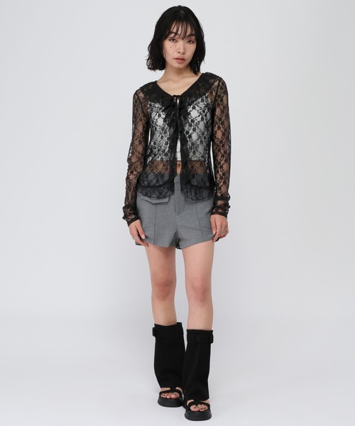 3.3 Field Trip （3.3フィールドトリップ）の「3.3 Field Trip／フロントフリルレースブラウス（カーディガン/ボレロ・レディース・ブラック/ホワイト/ブラウン・FREE）」の16枚目の写真