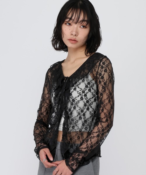 3.3 Field Trip （3.3フィールドトリップ）の「3.3 Field Trip／フロントフリルレースブラウス（カーディガン/ボレロ・レディース・ブラック/ホワイト/ブラウン・FREE）」の20枚目の写真