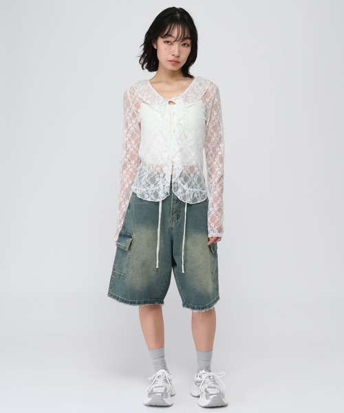 3.3 Field Trip （3.3フィールドトリップ）の「3.3 Field Trip／フロントフリルレースブラウス（カーディガン/ボレロ・レディース・ブラック/ホワイト/ブラウン・FREE）」の11枚目の写真