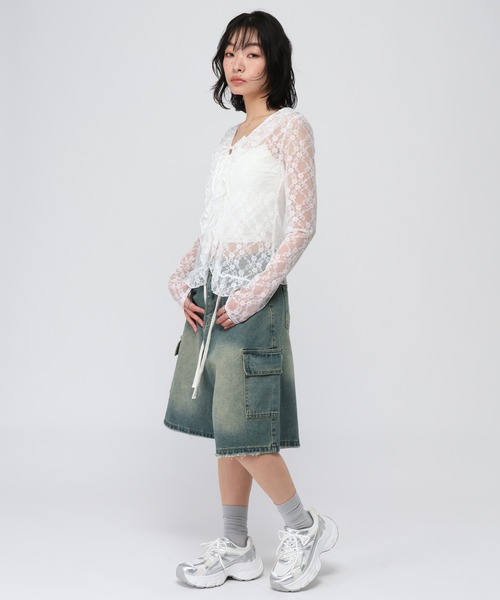 3.3 Field Trip （3.3フィールドトリップ）の「3.3 Field Trip／フロントフリルレースブラウス（カーディガン/ボレロ・レディース・ブラック/ホワイト/ブラウン・FREE）」の12枚目の写真