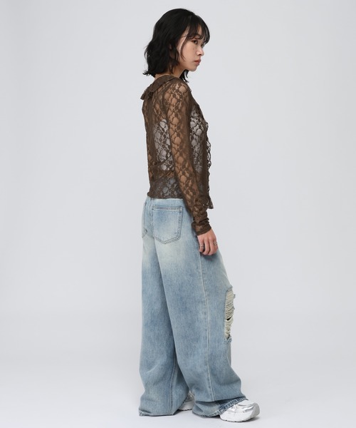 3.3 Field Trip （3.3フィールドトリップ）の「3.3 Field Trip／フロントフリルレースブラウス（カーディガン/ボレロ・レディース・ブラック/ホワイト/ブラウン・FREE）」の5枚目の写真