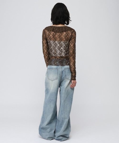 3.3 Field Trip （3.3フィールドトリップ）の「3.3 Field Trip／フロントフリルレースブラウス（カーディガン/ボレロ・レディース・ブラック/ホワイト/ブラウン・FREE）」の6枚目の写真