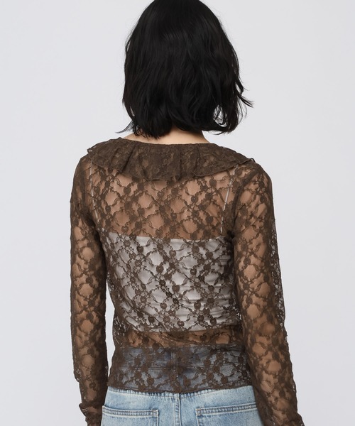 3.3 Field Trip （3.3フィールドトリップ）の「3.3 Field Trip／フロントフリルレースブラウス（カーディガン/ボレロ・レディース・ブラック/ホワイト/ブラウン・FREE）」の10枚目の写真