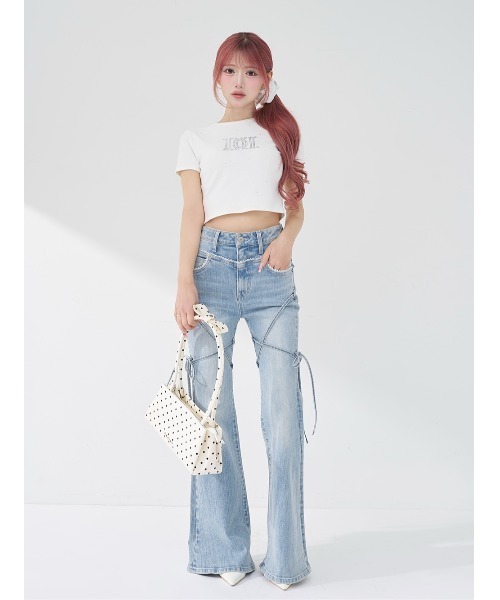 Darich（ダーリッチ）の「パールストーンロゴTシャツ（Tシャツ/カットソー・レディース・ピンク/ホワイト/ブラック・FREE）」の6枚目の写真