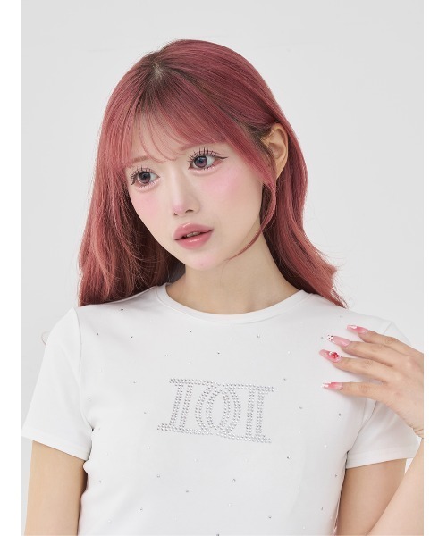 Darich（ダーリッチ）の「パールストーンロゴTシャツ（Tシャツ/カットソー・レディース・ピンク/ホワイト/ブラック・FREE）」の12枚目の写真