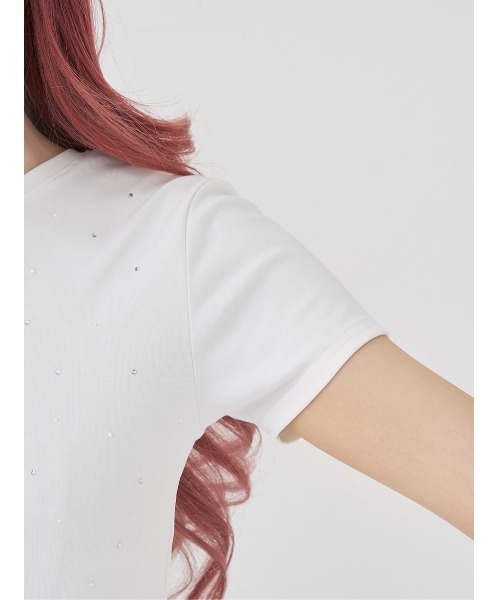 Darich（ダーリッチ）の「パールストーンロゴTシャツ（Tシャツ/カットソー・レディース・ピンク/ホワイト/ブラック・FREE）」の14枚目の写真