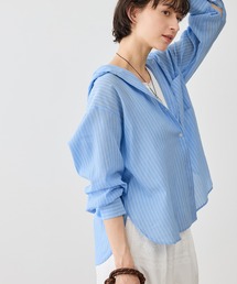 フード付き」に該当するシャツ/ブラウス（ストライプ柄）ファッション
