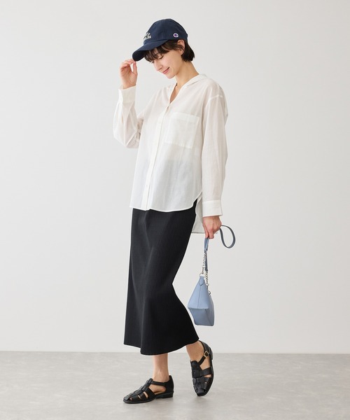 ROPE' PICNIC（ロペピクニック）の「お着軽シャツシリーズ 無地・ストライプ フード付きシアーシャツ（シャツ/ブラウス・レディース・ホワイト/ダークブラウン/ブルー系その他4・FREE）」の5枚目の写真