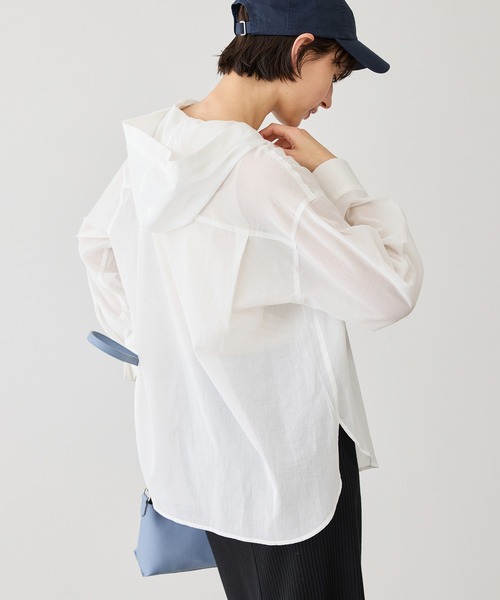 ROPE' PICNIC（ロペピクニック）の「お着軽シャツシリーズ 無地・ストライプ フード付きシアーシャツ（シャツ/ブラウス・レディース・ホワイト/ダークブラウン/ブルー系その他4・FREE）」の7枚目の写真