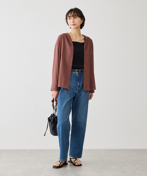 ROPE' PICNIC（ロペピクニック）の「お着軽シャツシリーズ 無地・ストライプ フード付きシアーシャツ（シャツ/ブラウス・レディース・ホワイト/ダークブラウン/ブルー系その他4・FREE）」の12枚目の写真