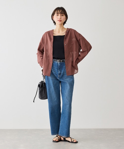 ROPE' PICNIC（ロペピクニック）の「お着軽シャツシリーズ 無地・ストライプ フード付きシアーシャツ（シャツ/ブラウス・レディース・ホワイト/ダークブラウン/ブルー系その他4・FREE）」の13枚目の写真