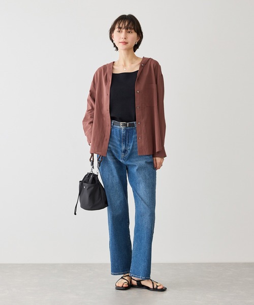ROPE' PICNIC（ロペピクニック）の「お着軽シャツシリーズ 無地・ストライプ フード付きシアーシャツ（シャツ/ブラウス・レディース・ホワイト/ダークブラウン/ブルー系その他4・FREE）」の14枚目の写真