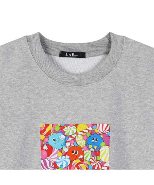 LAP（ラップ）の「[メロウビーンコラボ] キャンディマンツーマンTシャツ AS7GT241（スウェット・レディース・チャコールグレー・FREE）」の5枚目の写真