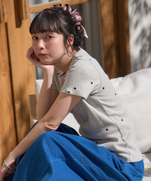 ミニハート刺繍 リブ Tシャツ（Tシャツ/カットソー）｜FREAK'S STORE