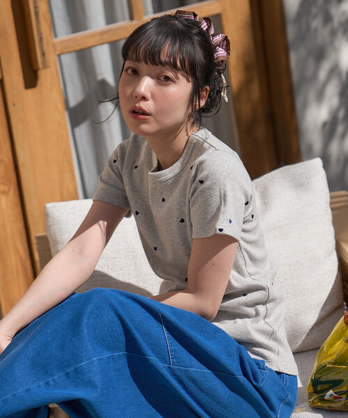 ミニハート刺繍 リブ Tシャツ（Tシャツ/カットソー）｜FREAK'S STORE