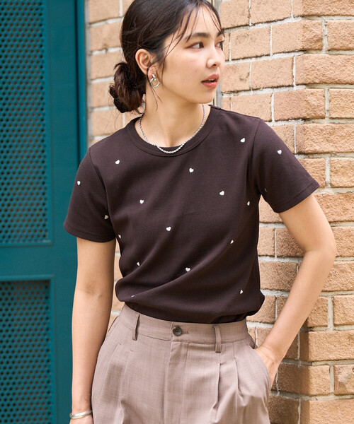 ミニハート刺繍 リブ Tシャツ（Tシャツ/カットソー）｜FREAK'S STORE