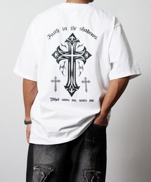 【NYS】オーバーサイズ クロス 半袖Tシャツ ロゴTシャツ