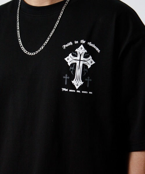 NYLAUS(ナイラス)の「【NYS】オーバーサイズ クロス 半袖Tシャツ ロゴTシャツ(Tシャツ/カットソー・メンズ・ブラック系その他/ブラック/ホワイト・L/M)」の11枚目の写真